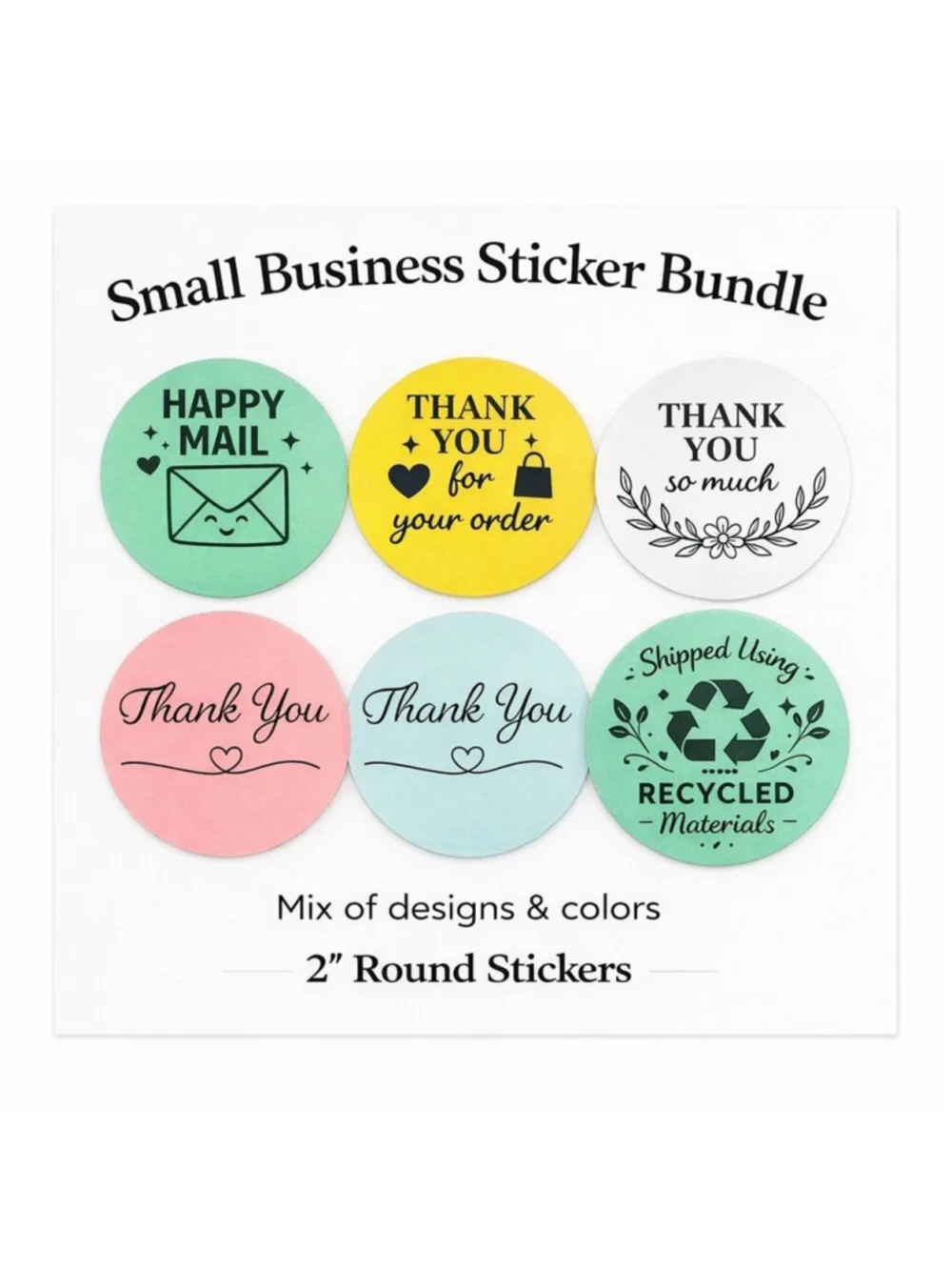 200 Small Business Packaging Sticker Bundle | Assorted Sticker Bundle